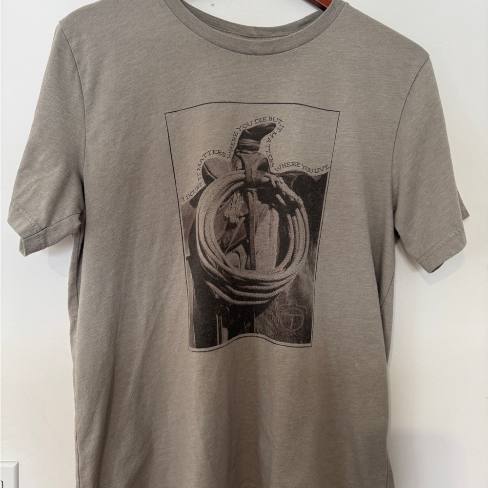 Western Graphic Tee | Cowboy Rope Print | Neutral Beige | L or oversized S/M
